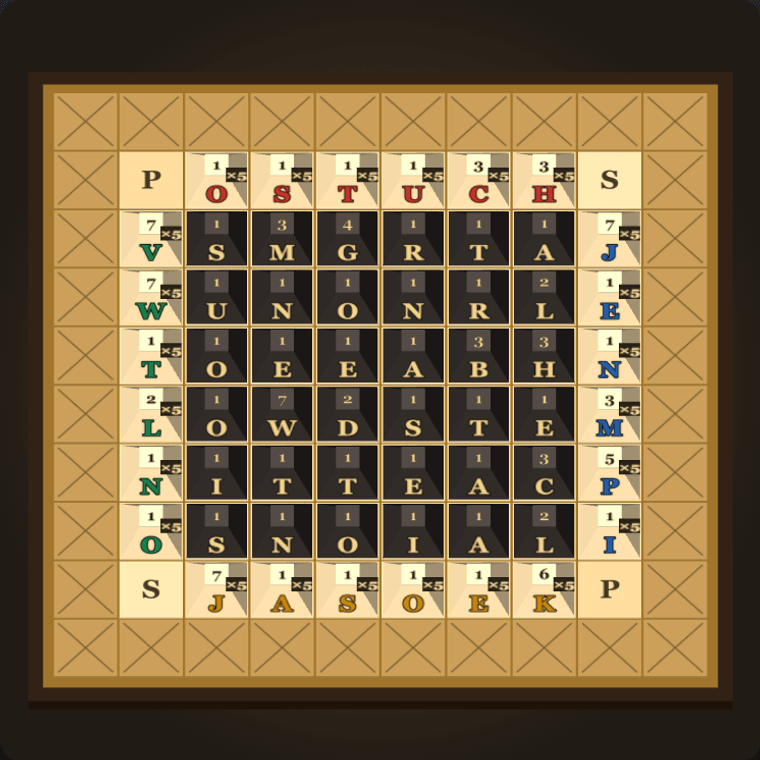 The board at the start of a game, every stack five pyramids high